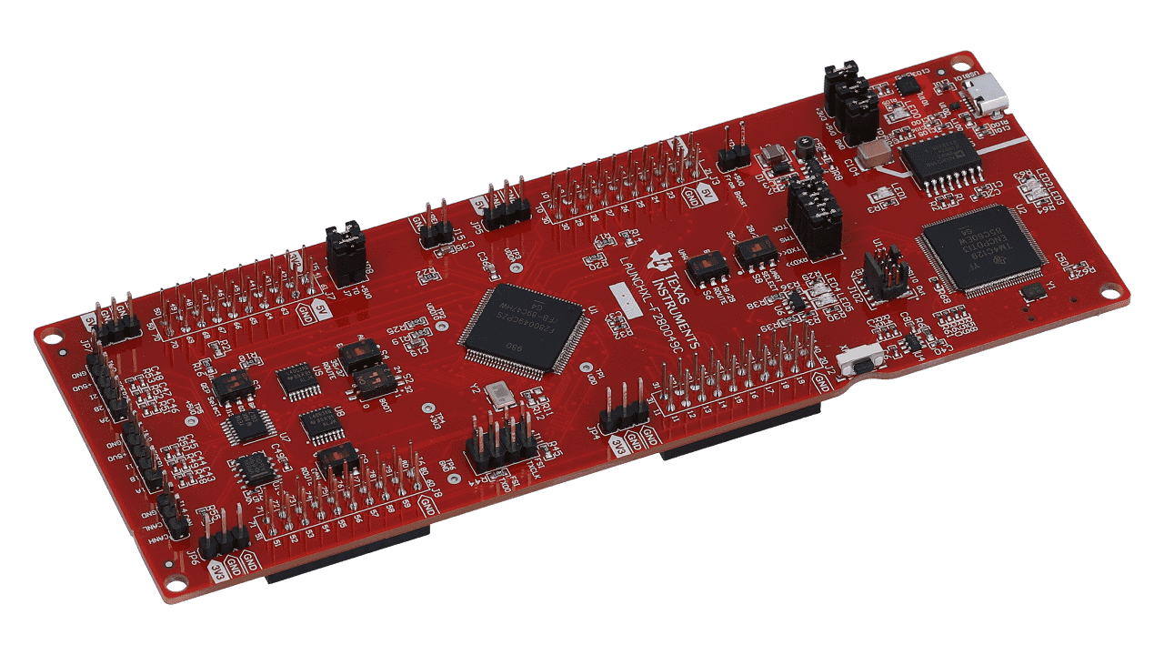 The board used for control development (Texas Instruments C280049 Piccolo DSP)