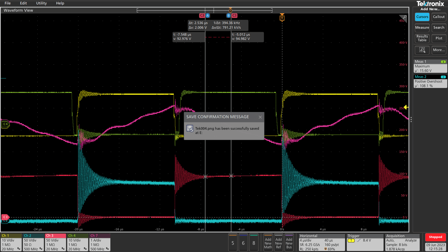 The ringing observed during initial open-loop tests