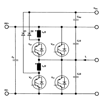 Detail of the SoftSwing© topology, as seen in the original IGBT-based converter shown in the US20100301831A1 patent
